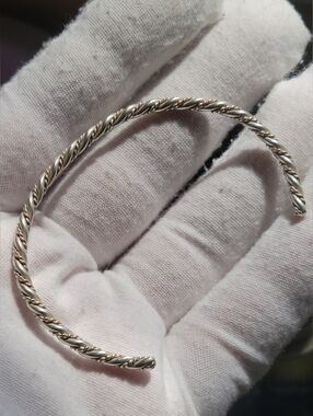 Vintage 925 Sterling Silver Cuff Bracelet - Handmade Adjustable FitFits a 7.5"
